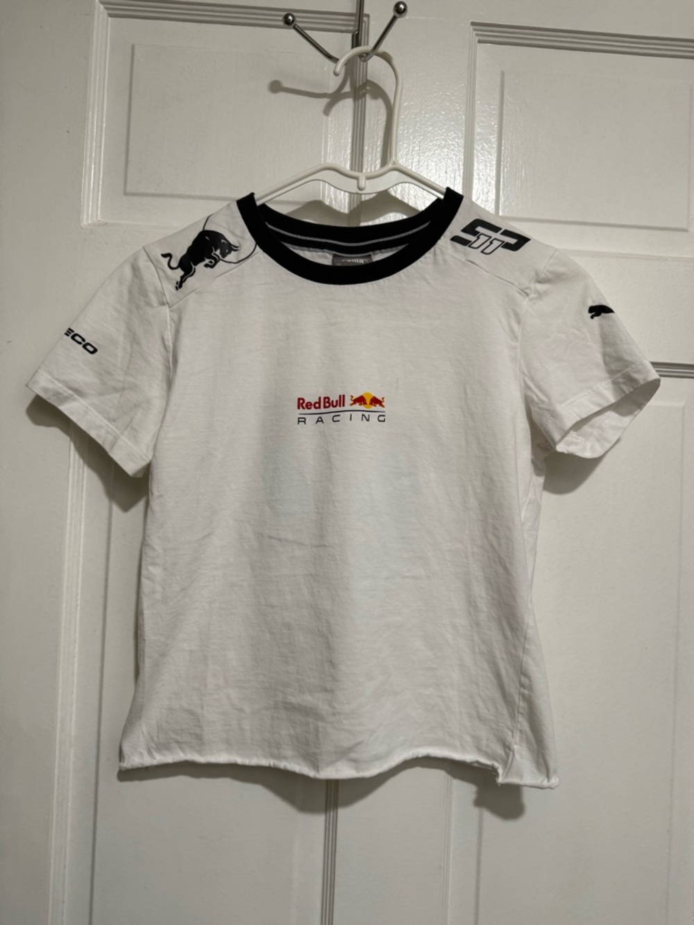 Red Bull Racing Kids Shirt Size Small Puma White Black Ringer